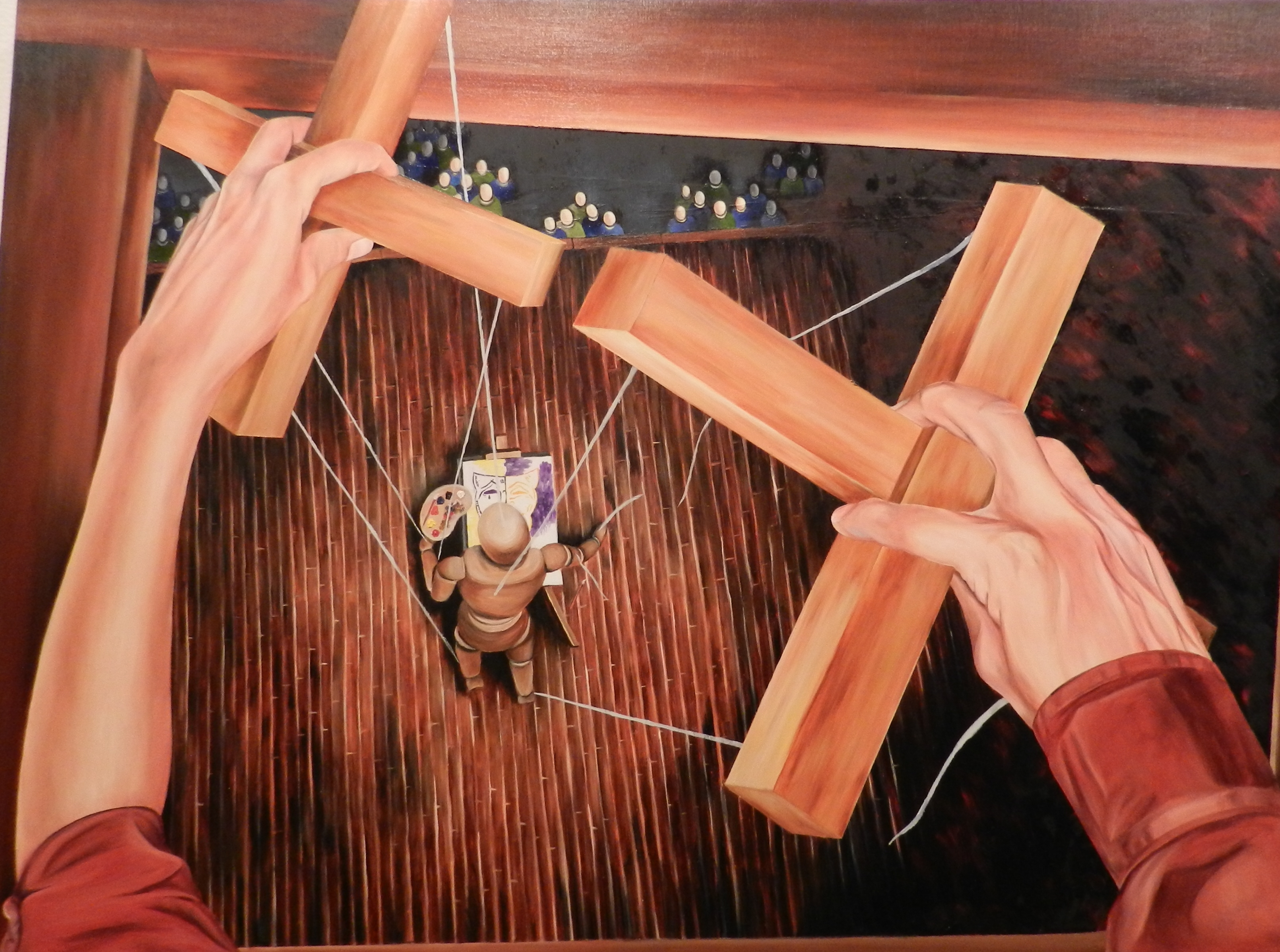 Allegory by Aziz Ashayeb. Oil on wood
